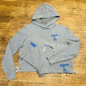 VS PINK MLB LOS ANGELES DODGERS EMBROIDERED LOGO HOODIE & SHORT SET